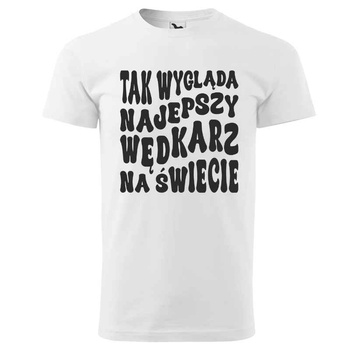 Retro koszulka najlepszego wędkarza biała 3XL